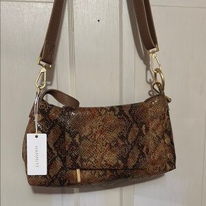 Hammitt Brown Shoulder Bag with Snake Print